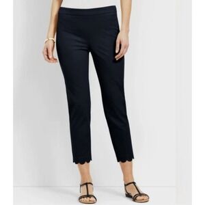Talbots Women's Size 12 Chatham Slim Leg Cropped Pants Scalloped Edge Hem Blue